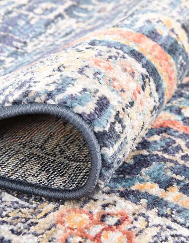 Unique Loom Lola Collection Area Rug - Vivacious (2' x 13' Runner, Navy Blue/Light Blue) in Saudi Arabia