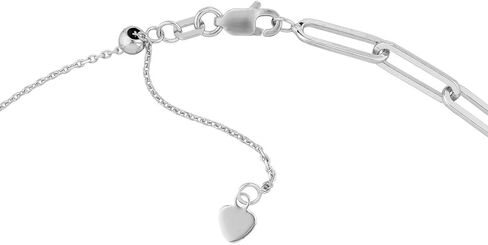 JewelryWeb 925 Sterling Silver Rhodium Plated 3.9mm Flat Wire Long Link Adjustable Choker 17 Inch-Choker Necklace for Women in Saudi Arabia