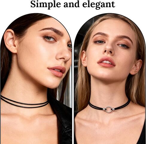 6 PCS Black Choker Necklace, Adjustable Black Velvet Choker Multiple Styles Velvet Chokers Necklaces Stylish Layered Velvets Collar Necklace for Women Daily Party Festival Gifts Decoration in Saudi Arabia