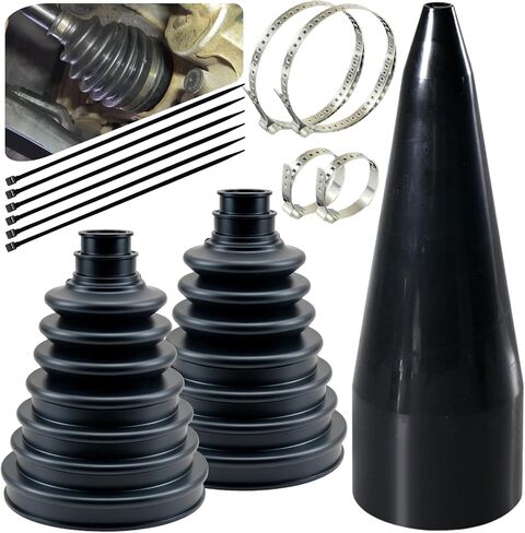 Upgrade 2PCS CV Boot,Thickened Neoprene Rubber Material with 4 Stainless Steel Clamps & 6 Cable Ties, CV Axle Boot Repair Kit for Protect Axle,Universal CV Joint Boot Fits Shaft Size 18mm-34mm in Saudi Arabia