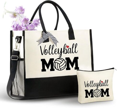 InnoBeta Volleyball Gifts Canvas Tote Bag for Volleyball Mom, Women, Volleyball Gifts for Birthday, Christmas, Mother's Day, Thanksgiving in Saudi Arabia