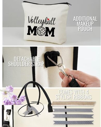 InnoBeta Volleyball Gifts Canvas Tote Bag for Volleyball Mom, Women, Volleyball Gifts for Birthday, Christmas, Mother's Day, Thanksgiving in Saudi Arabia