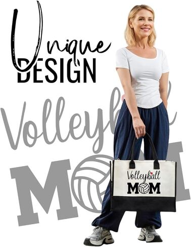 InnoBeta Volleyball Gifts Canvas Tote Bag for Volleyball Mom, Women, Volleyball Gifts for Birthday, Christmas, Mother's Day, Thanksgiving in Saudi Arabia