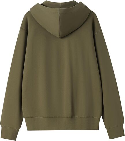 Full-Zip Hoodie Sweatshirt, Army Green, Classic Cotton Blend in Saudi Arabia