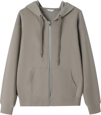Full-Zip Hoodie Sweatshirt, Army Green, Classic Cotton Blend in Saudi Arabia