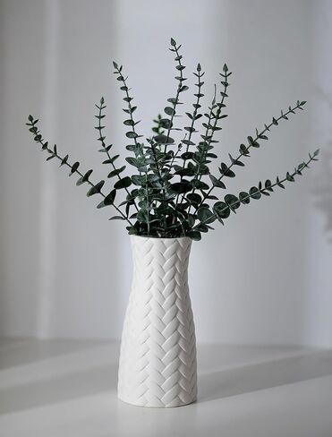 NUPTIO White Ceramic Flower Vase: 7.9" Tall Unglazed Pampas Grass Vases for Building Block Flowers - Modern Decorative Table Centerpiece for Home Living Dining Room Kitchen Decor in Saudi Arabia