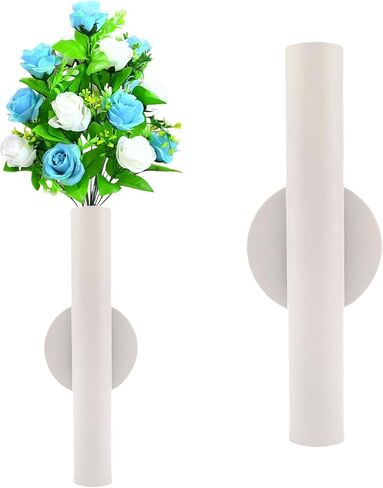 Adhesive Metal Wall Vase Holder - Decorative Tube for Dried/Faux Floral Display, Rust-Resistant Home & Office, Dining Room Also Suitable for Cemetery Memorial Display Decor (1 Pcs Black) in Kuwait