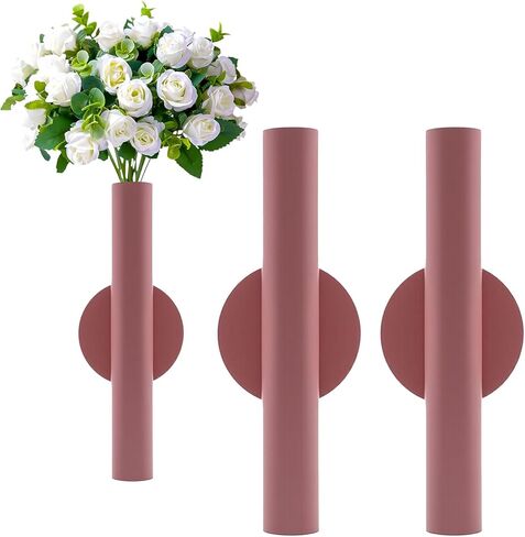 Adhesive Metal Wall Vase Holder - Decorative Tube for Dried/Faux Floral Display, Rust-Resistant Home & Office, Dining Room Also Suitable for Cemetery Memorial Display Decor (1 Pcs Black) in Saudi Arabia