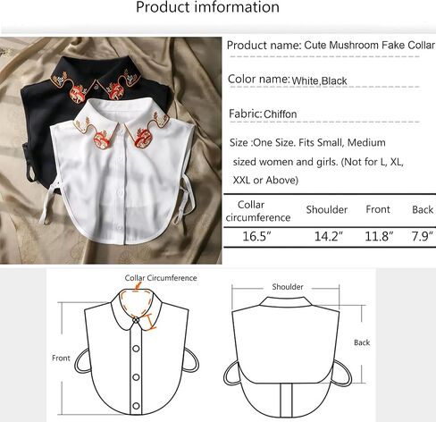 WENLOOY Fake Collar Detachable Blouse Dickey Collar Half Shirts Faux False Collar for Women & Girls Favors in Saudi Arabia