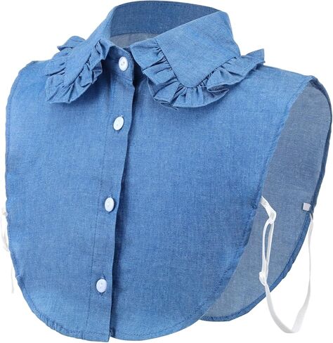 Vintage Blue Detachable Dickey Collar Half Shirts Blouse False Collar Top for Women Girls in Saudi Arabia