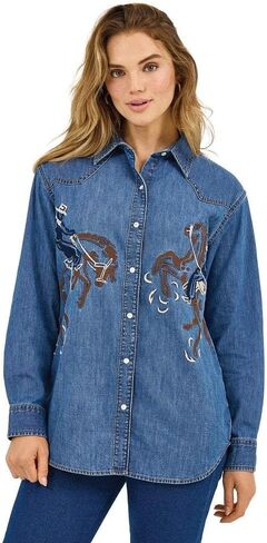Wrangler Women's Denim Americana Boyfriend Shirt in Saudi Arabia