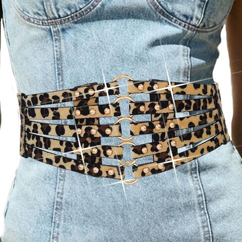 BODIY Black Leather Corset Belt Hollow Out Rivets Cinch Belt Wide Waist Belts for Women in Saudi Arabia