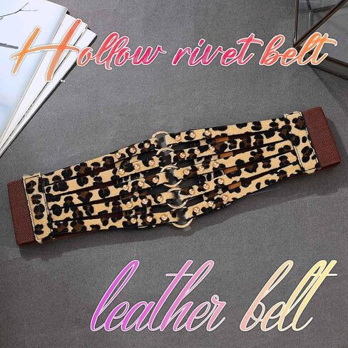 BODIY Black Leather Corset Belt Hollow Out Rivets Cinch Belt Wide Waist Belts for Women in Saudi Arabia