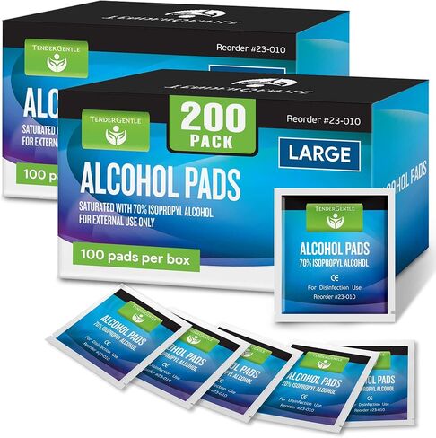 Alcohol Wipes Individually Wrapped - 100 Sterile Alcohol Prep Pads Saturated with 70% Isopropyl - Skin Prep Swabs for First Aid, Injections, Nails, and Medical Use - Large in Saudi Arabia