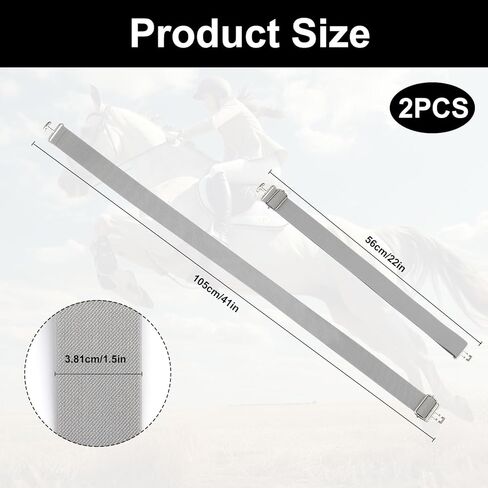 2Pcs 1.5in Elastic Equestrian Belt, Horse Riding Belt with Surcingle Buckle for Women & Girls (Black and Grey) in Kuwait