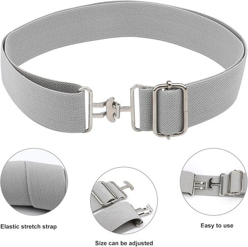 2Pcs 1.5in Elastic Equestrian Belt, Horse Riding Belt with Surcingle Buckle for Women & Girls (Black and Grey) in Kuwait