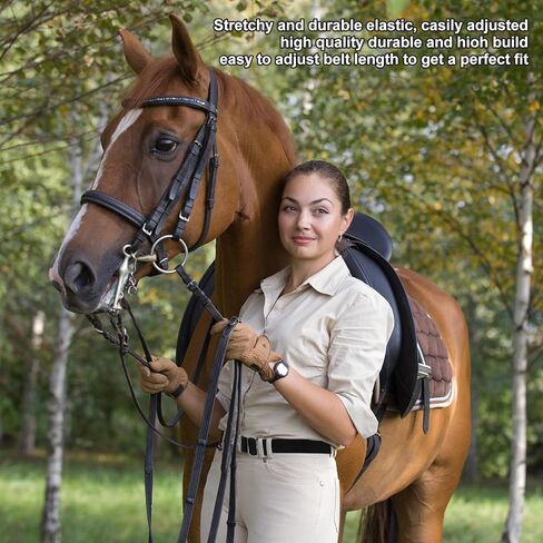 2Pcs 1.5in Elastic Equestrian Belt, Horse Riding Belt with Surcingle Buckle for Women & Girls (Black and Grey) in Kuwait