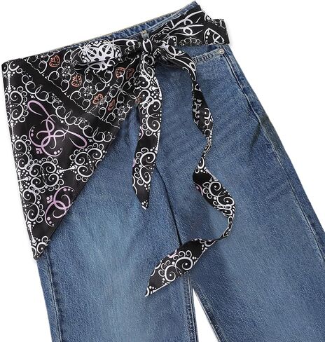 GUZOSJO Women's Long Fashion Triangle Skinny Scarf Belt,Waist Sash Wrap Satin Boho Belts for Pants Dress Gift in Kuwait