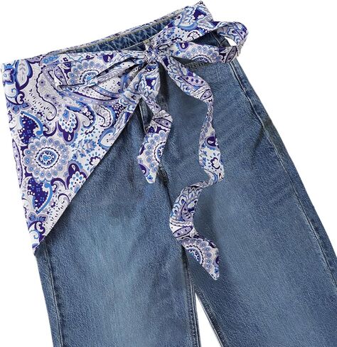 GUZOSJO Women's Long Fashion Triangle Skinny Scarf Belt,Waist Sash Wrap Satin Boho Belts for Pants Dress Gift in Kuwait