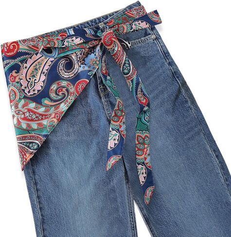 GUZOSJO Women's Long Fashion Triangle Skinny Scarf Belt,Waist Sash Wrap Satin Boho Belts for Pants Dress Gift in Kuwait