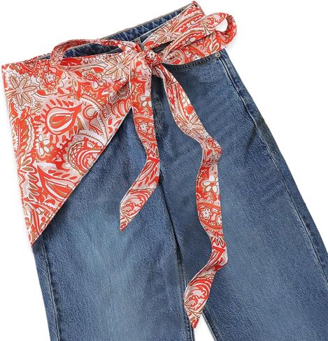 GUZOSJO Women's Long Fashion Triangle Skinny Scarf Belt,Waist Sash Wrap Satin Boho Belts for Pants Dress Gift in Kuwait
