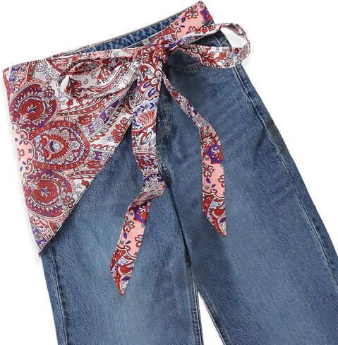 GUZOSJO Women's Long Fashion Triangle Skinny Scarf Belt,Waist Sash Wrap Satin Boho Belts for Pants Dress Gift in Kuwait