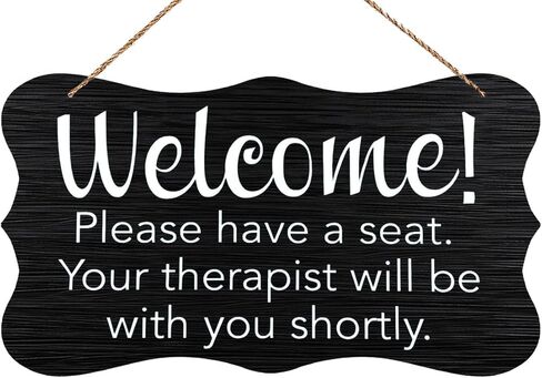 Wood Signs Decor Welcome Please Have A Seat Your Therapist Will Be With You Shortly Wood Waiting Room Sign Vintage Wood Rustic Wall Hanging Sign Farmhouse Wall Decor 12X6 In in Saudi Arabia