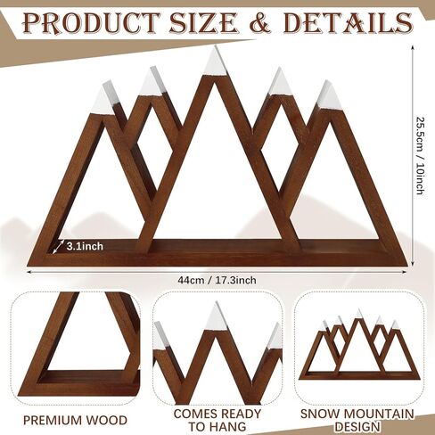 Snow Mountain Woodland Nursery Shelf Woodland Wall Shelf Nursery Floating Decor Wall Wood Display Storage Rustic Mountain Hanging Floating Decorative for Bedroom Office Decor in Kuwait