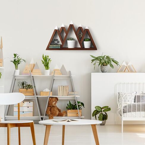 Snow Mountain Woodland Nursery Shelf Woodland Wall Shelf Nursery Floating Decor Wall Wood Display Storage Rustic Mountain Hanging Floating Decorative for Bedroom Office Decor in Kuwait