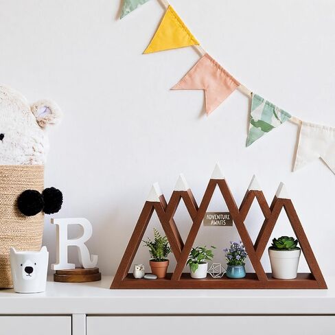 Snow Mountain Woodland Nursery Shelf Woodland Wall Shelf Nursery Floating Decor Wall Wood Display Storage Rustic Mountain Hanging Floating Decorative for Bedroom Office Decor in Kuwait