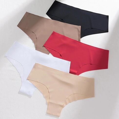5-Pack Set Seamless Breathable Ice Silk Women Underwear, Solid Color Comfortable Stylish, No-Show Fit for Everyday Wear in Saudi Arabia