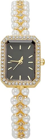 Fashion Pearl Watches for Women Square Dial Analog Quartz Pearl Strap Dress Watch in Saudi Arabia