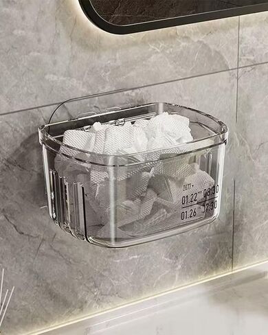 Multifunctional Wall-mounted Storage Rack Organizer Adhesive Shower Organizer Transparent Shower Shelf Storage Box for Mothers Day LCC596-02 in Saudi Arabia