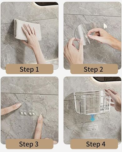 Multifunctional Wall-mounted Storage Rack Organizer Adhesive Shower Organizer Transparent Shower Shelf Storage Box for Mothers Day LCC596-02 in Saudi Arabia