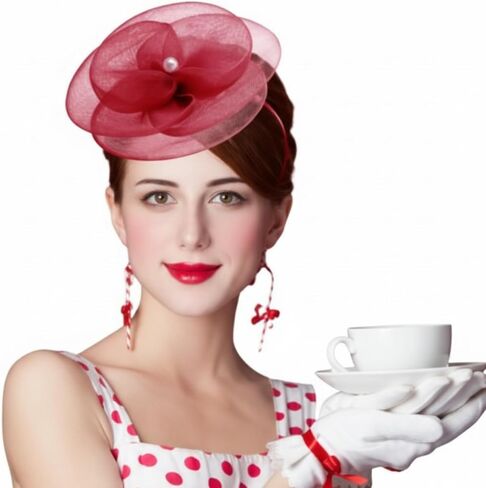 Zeyune Fascinators Hats for Women Tea Party Elegant Headband Derby Hats with Hair Clip for Wedding Bride Party in Kuwait