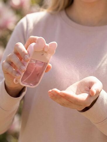 Silicone Bow Case Compatible with Touchland Hand Sanitizer Spray 1 oz (30 mL), Cute Holder with Keychain Clip, Gift for Girls (Blush Pink) in Saudi Arabia