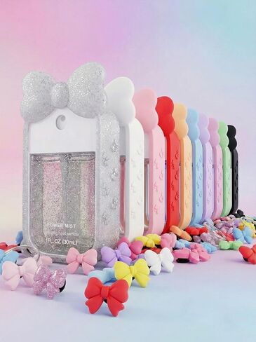 Silicone Bow Case Compatible with Touchland Hand Sanitizer Spray 1 oz (30 mL), Cute Holder with Keychain Clip, Gift for Girls (Blush Pink) in Saudi Arabia