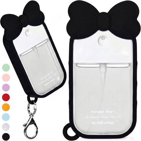 Silicone Bow Case Compatible with Touchland Hand Sanitizer Spray 1 oz (30 mL), Cute Holder with Keychain Clip, Gift for Girls (Blush Pink) in Saudi Arabia