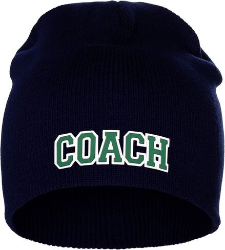 I&W Sports Team Coach Arch Letters Winter Knit Cuffless Beanie 3D Raised Layers in Saudi Arabia