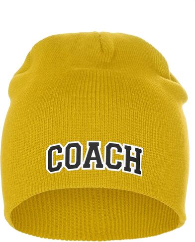 I&W Sports Team Coach Arch Letters Winter Knit Cuffless Beanie 3D Raised Layers in Saudi Arabia