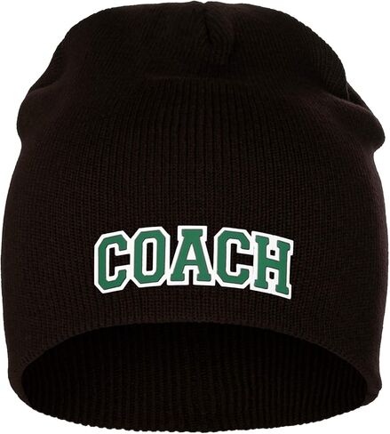 I&W Sports Team Coach Arch Letters Winter Knit Cuffless Beanie 3D Raised Layers in Saudi Arabia
