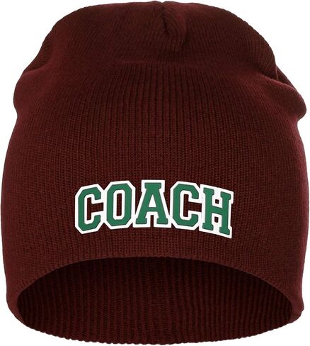 I&W Sports Team Coach Arch Letters Winter Knit Cuffless Beanie 3D Raised Layers in Saudi Arabia