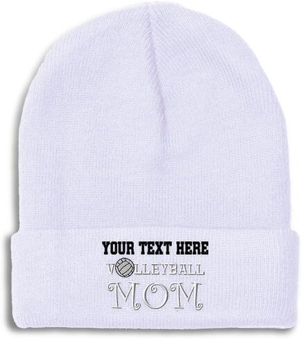 Custom Beanies for Men Volleyball Mom Mama Mother Skull Cap Winter Hats Women Acrylic One Size in Saudi Arabia