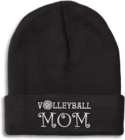 Custom Beanies for Men Volleyball Mom Mama Mother Skull Cap Winter Hats Women Acrylic One Size in Saudi Arabia