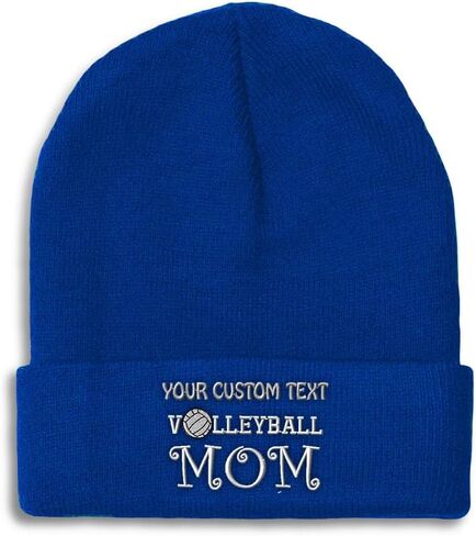 Custom Beanies for Men Volleyball Mom Mama Mother Skull Cap Winter Hats Women Acrylic One Size in Saudi Arabia