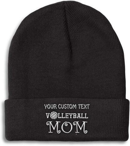 Custom Beanies for Men Volleyball Mom Mama Mother Skull Cap Winter Hats Women Acrylic One Size in Saudi Arabia