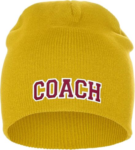 I&W Sports Team Coach Arch Letters Winter Knit Cuffless Beanie 3D Raised Layers in Saudi Arabia