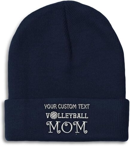 Custom Beanies for Men Volleyball Mom Mama Mother Skull Cap Winter Hats Women Acrylic One Size in Saudi Arabia