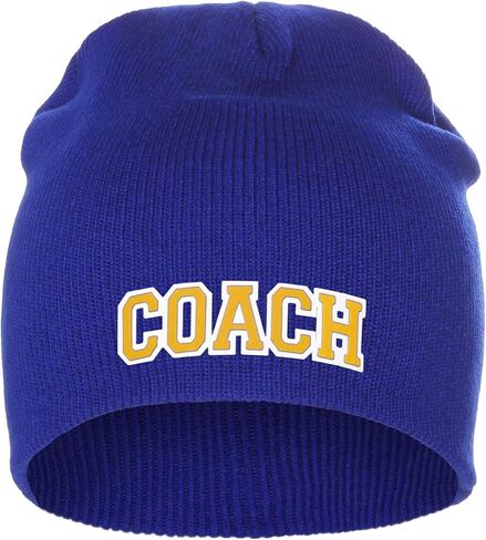 I&W Sports Team Coach Arch Letters Winter Knit Cuffless Beanie 3D Raised Layers in Saudi Arabia