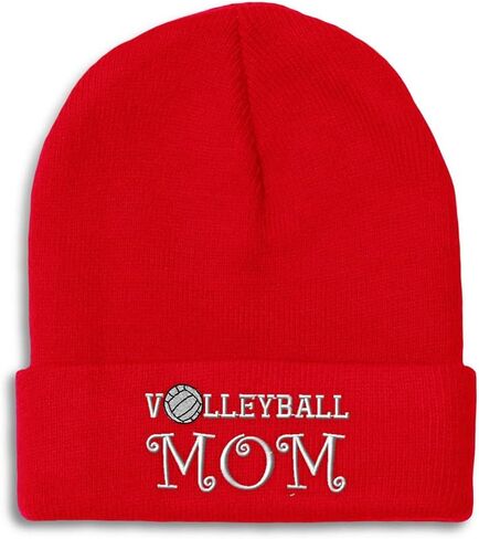 Custom Beanies for Men Volleyball Mom Mama Mother Skull Cap Winter Hats Women Acrylic One Size in Saudi Arabia